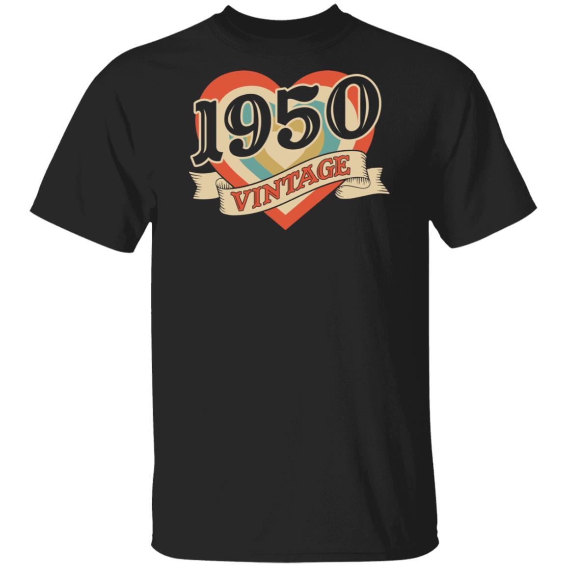 71th Birthday Gifts Classic Retro Heart Vintage 1950-T-Shirt & Tank Top-Classic T-Shirt-Black