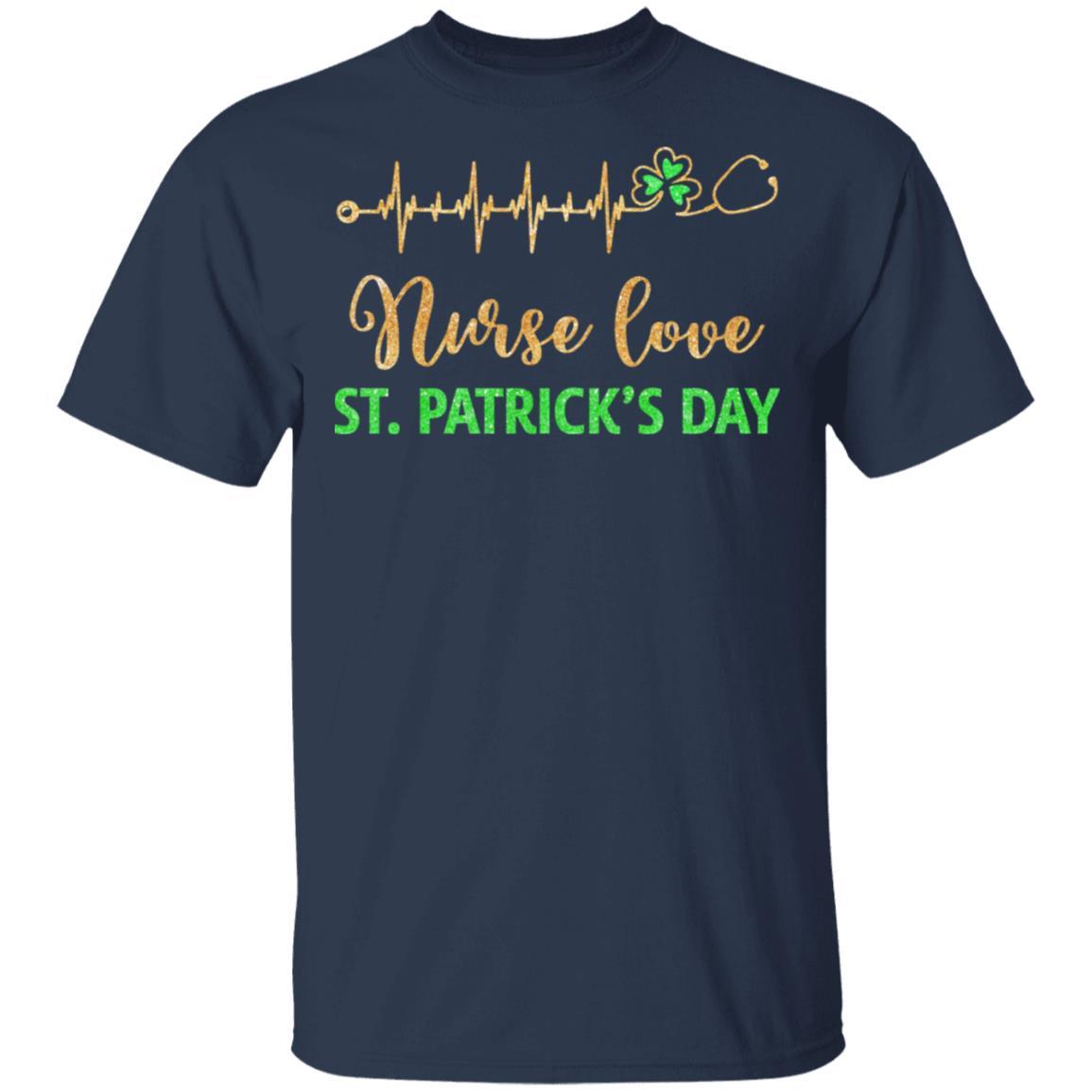 Stethoscope Love Shamrock Nurse St Patrick's Day Gifts-T-Shirt & Hoodie-Classic T-Shirt-Navy