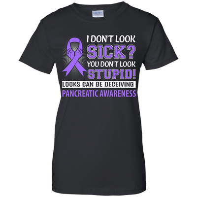 I Don't Look Sick Pancreatic Awareness-T-Shirt & Hoodie-Women's T-Shirt-Black