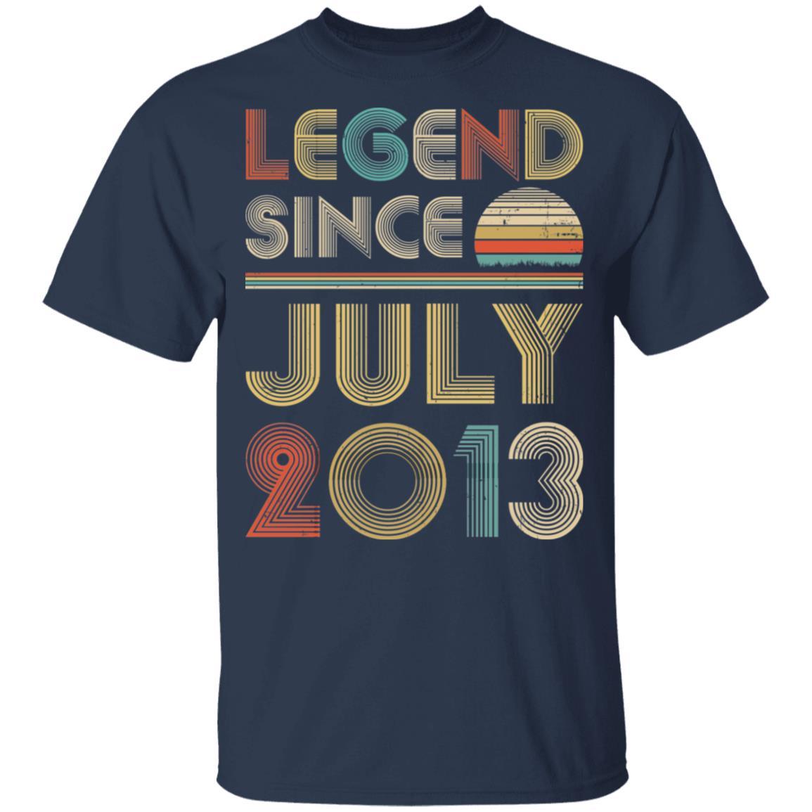 Legend Since July 2013 Vintage 8th Birthday Gifts Youth-Youth Shirt-Youth T-Shirt-Navy