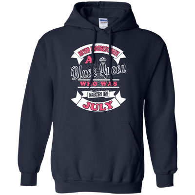 Never Underestimate A Black Queen Who Was Born In July-T-Shirt & Hoodie-Pullover Hoodie-Navy