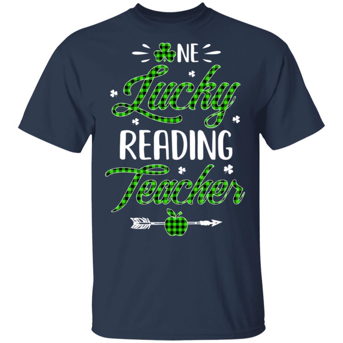 One Lucky Reading Teacher St Patricks Day Irish Gift-T-Shirt & Hoodie-Classic T-Shirt-Navy