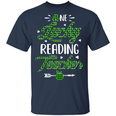 One Lucky Reading Teacher St Patricks Day Irish Gift-T-Shirt & Hoodie-Classic T-Shirt-Navy