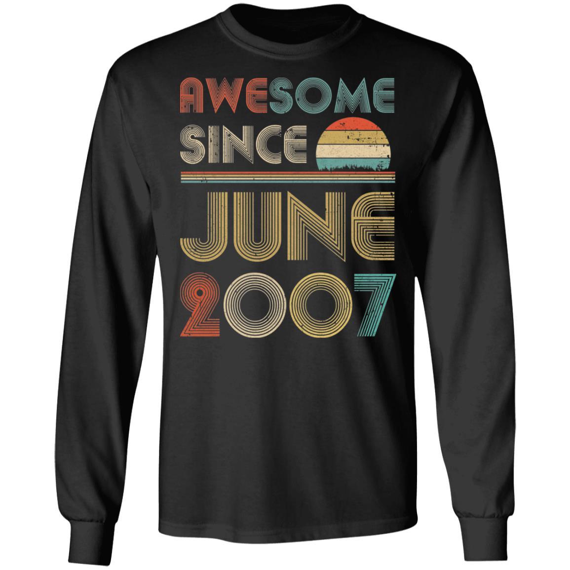 Awesome Since June 2007 Vintage 14th Birthday Gifts-T-Shirt & Hoodie-Long Sleeve T-Shirt-Black