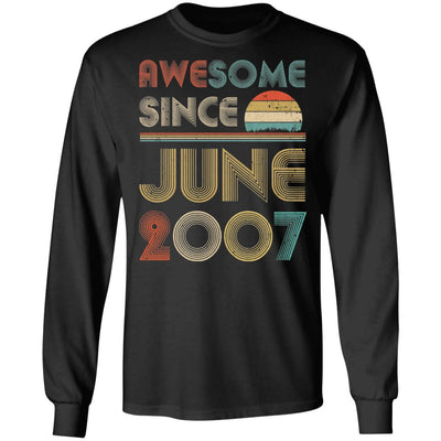 Awesome Since June 2007 Vintage 14th Birthday Gifts-T-Shirt & Hoodie-Long Sleeve T-Shirt-Black