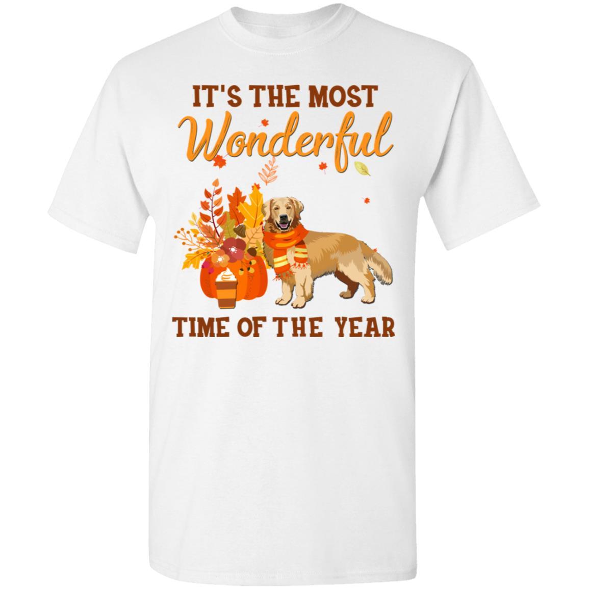 Golden Retriever Autumn It's The Most Wonderful Time Of The Year-T-Shirt & Hoodie-Classic T-Shirt-White