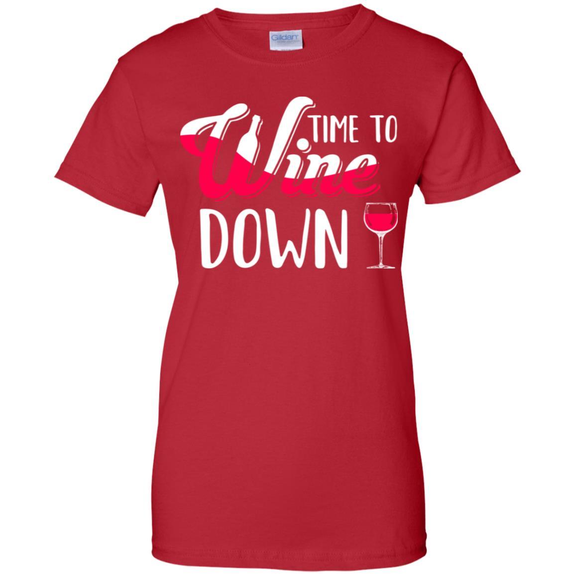 Time To Wine Down Funny Drinking Wine-T-Shirt & Tank Top-Women's T-Shirt-Red