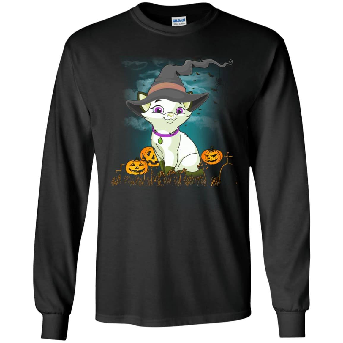 Halloween Cat Lovers-T-Shirt & Hoodie-Long Sleeve T-Shirt-Black
