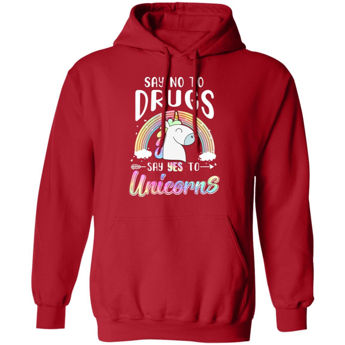 Red Ribbon Week Say No To Drugs Say Yes To Unicorns Gift-T-Shirt & Hoodie-Pullover Hoodie-Red