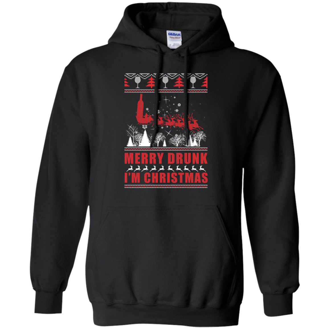 Merry Drunk I'm Christmas-T-Shirt & Hoodie-Pullover Hoodie-Black