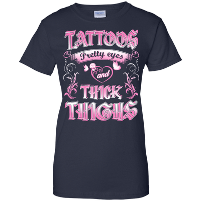 Tattoos Pretty Eyes And Thick Thighs-T-Shirt & Hoodie-Women's T-Shirt-Navy