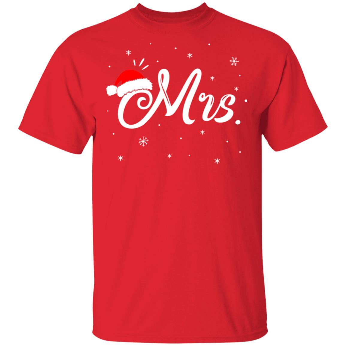 Funny Christmas Couple Matching Mr And Mrs Santa Hat-T-Shirt & Sweatshirt-Classic T-Shirt-Red