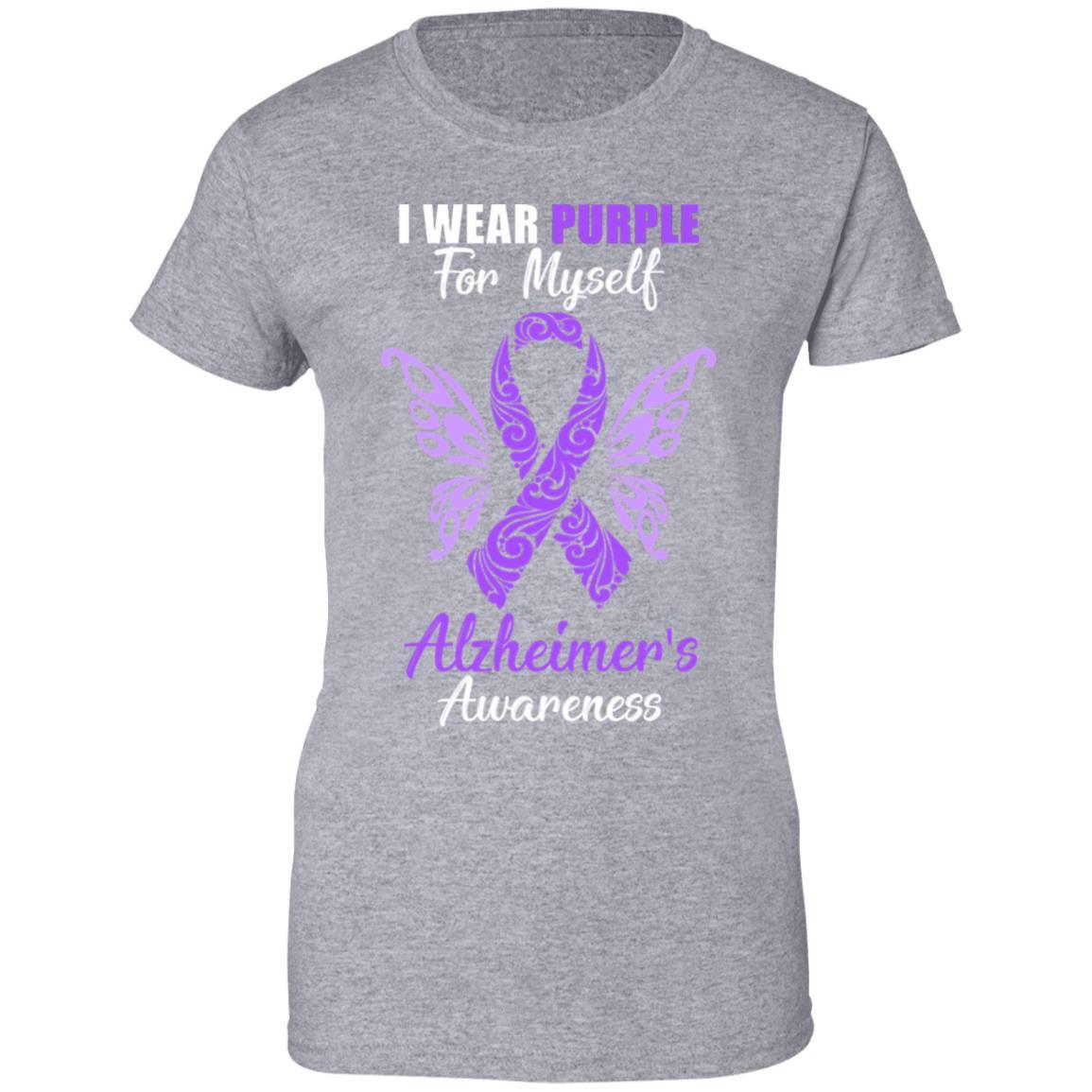I Wear Purple For Myself Alzheimer's Awareness Gift-T-Shirt & Hoodie-Women's T-Shirt-Sport Grey