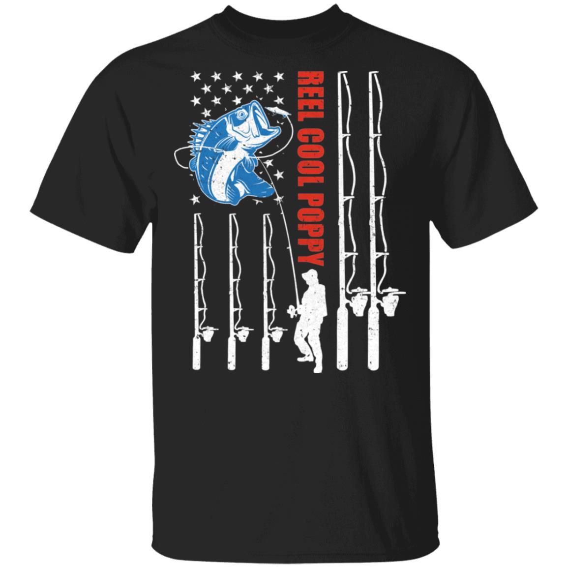 Reel Cool Poppy American Flag Fish Fishing Fathers Day