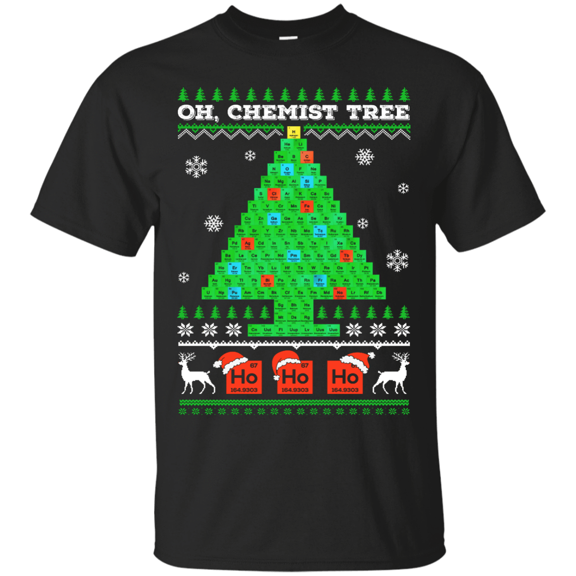Oh Chemistry Tree Science Christmas Ugly Sweater-T-Shirt & Hoodie-Classic T-Shirt-Black