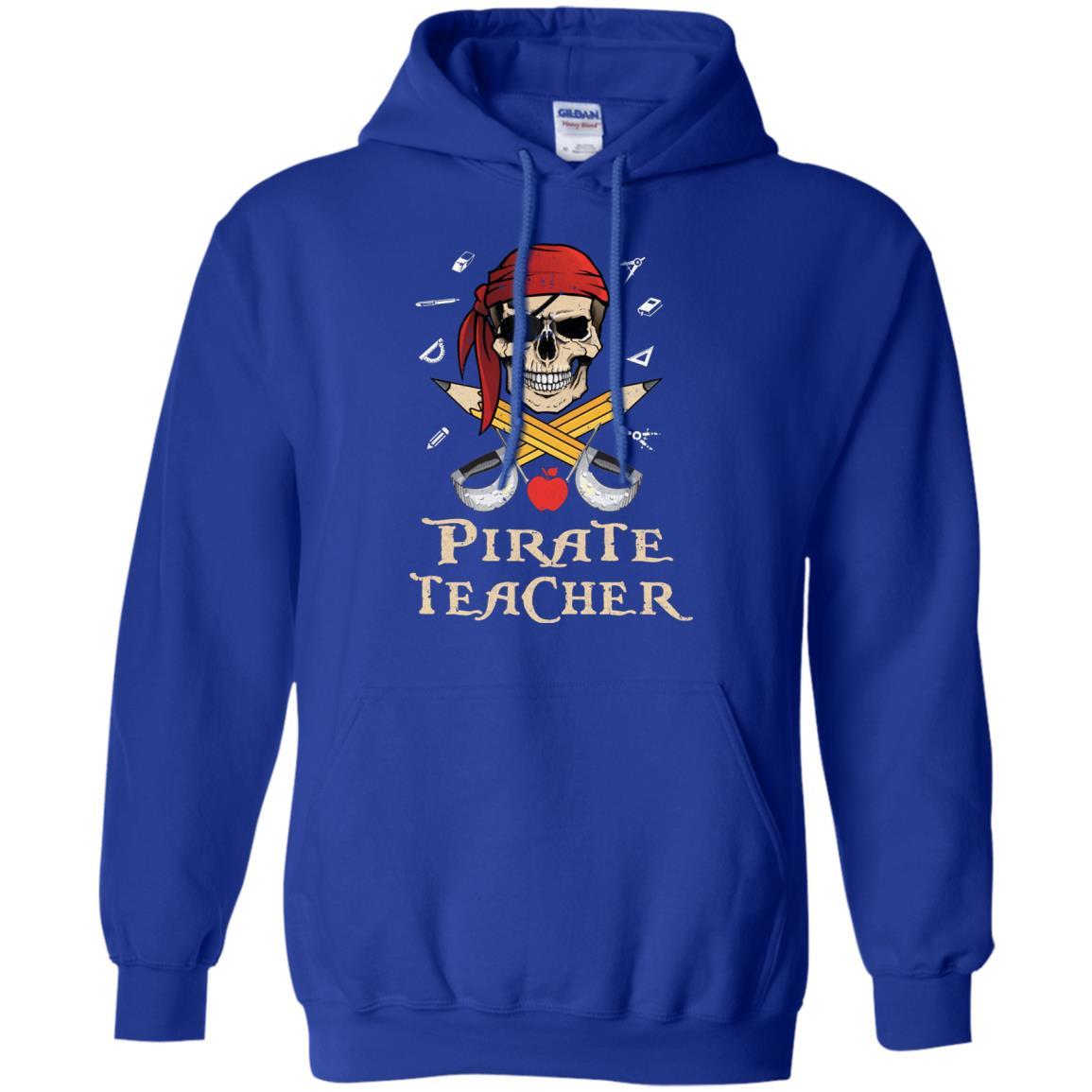Funny Pirate Teacher Halloween Skull Adult Gift-T-Shirt & Hoodie-Pullover Hoodie-Royal