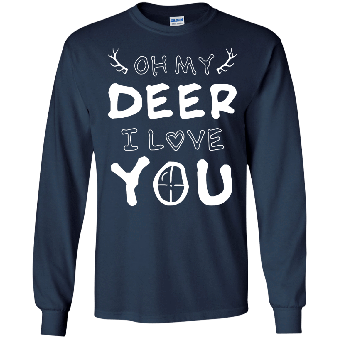 Oh My Deer I Love You-T-Shirt & Hoodie-Long Sleeve T-Shirt-Navy
