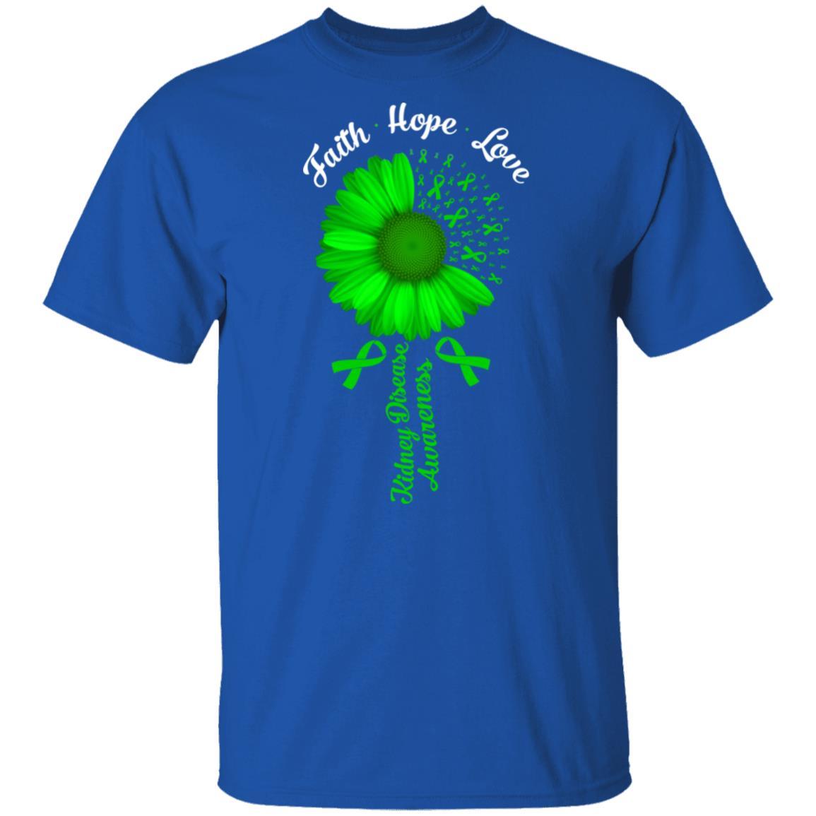 Faith Hope Love Green Kidney Disease Awareness-T-Shirt & Hoodie-Classic T-Shirt-Royal
