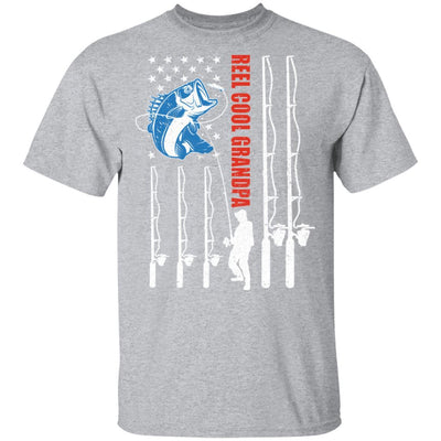 Reel Cool Grandpa American Flag Fish Fishing Fathers Day-T-Shirt & Hoodie-Classic T-Shirt-Sport Grey