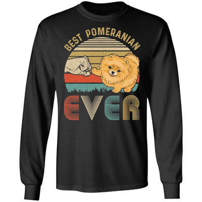 Vintage Best Pomeranian Dad Ever Bump Fit Funny Dad Gifts-T-Shirt & Hoodie-Long Sleeve T-Shirt-Black