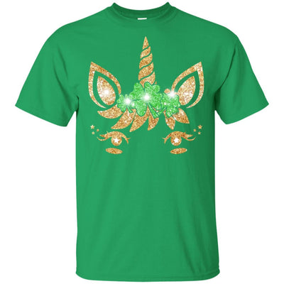 Unicorn Face Saint Patrick's Day For Girls Youth-Youth Shirt-Youth T-Shirt-Irish Green