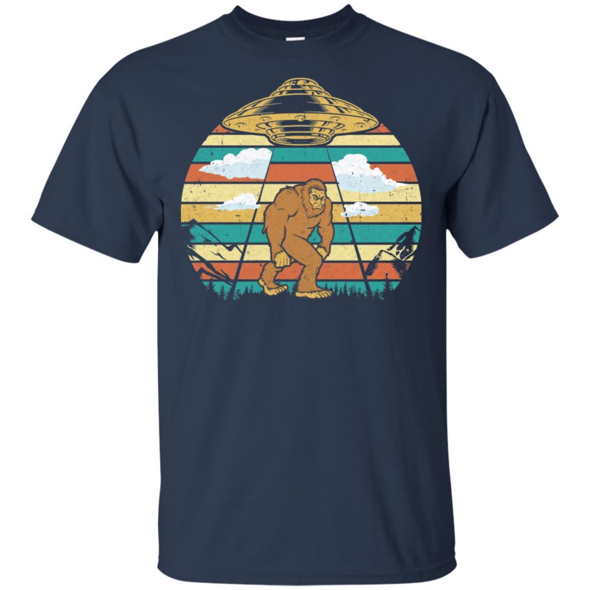 Vintage Retro Classic Bigfoot UFO Believe Gift-T-Shirt & Hoodie-Classic T-Shirt-Navy