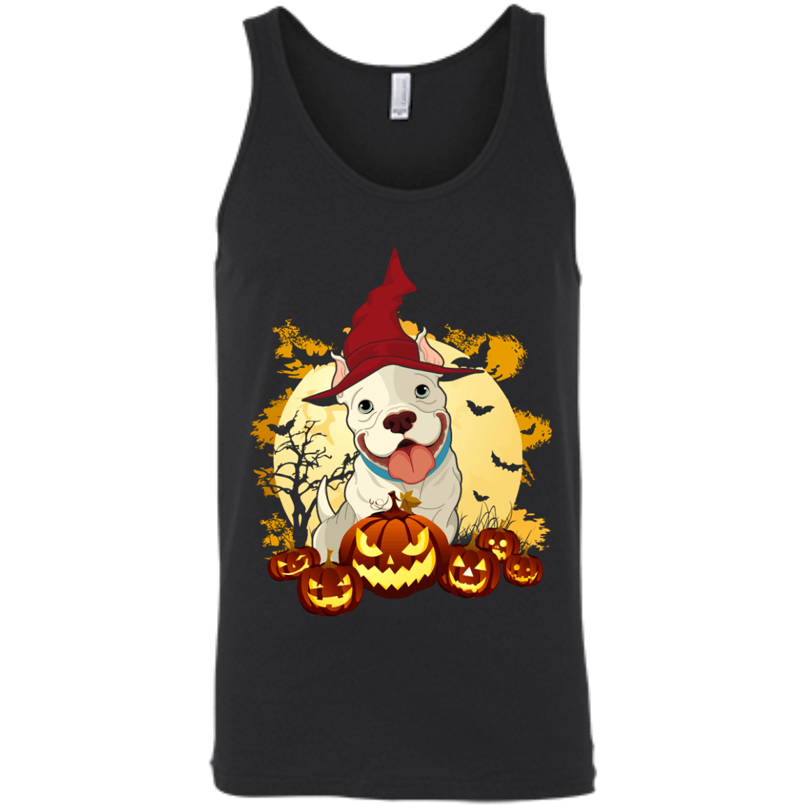 Pitbull Halloween Pumpkin-T-Shirt & Hoodie-Unisex Tank-Black