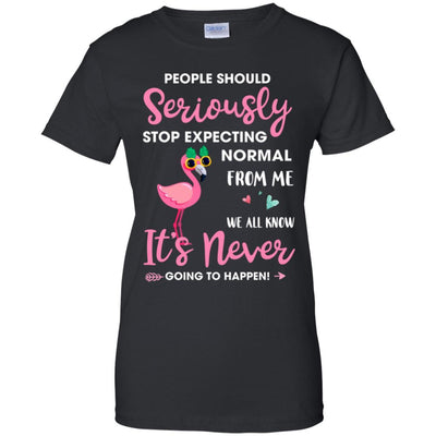 People Should Stop Expecting Normal From Me Flamingo-T-Shirt & Tank Top-Women's T-Shirt-Black