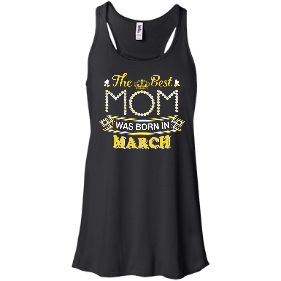 The Best Mom Was Born In March-T-Shirt & Hoodie-Women's Flowy Racerback Tank-Black