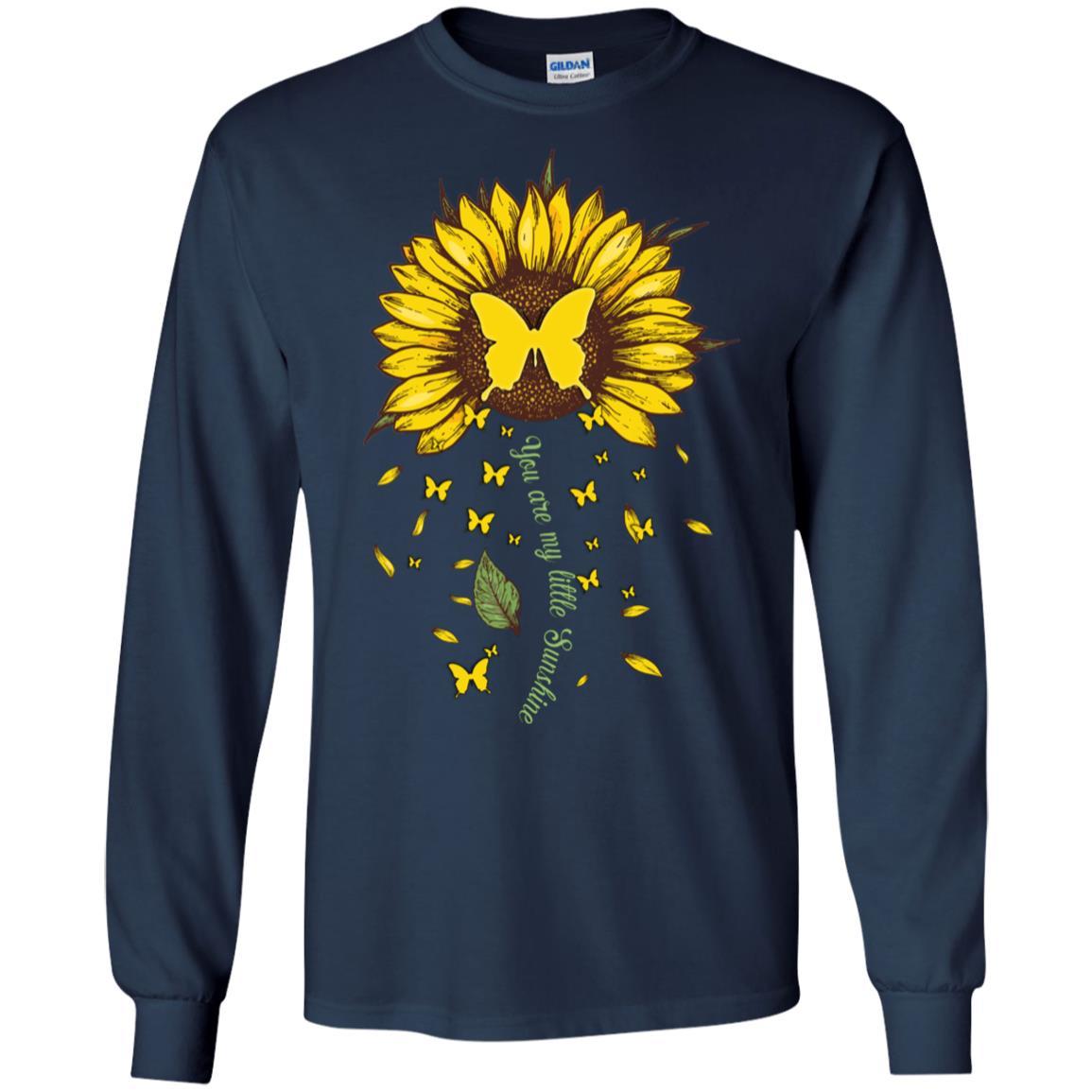 You Are My Little Sunshine Sunflower Butterfly-T-Shirt & Hoodie-Long Sleeve T-Shirt-Navy