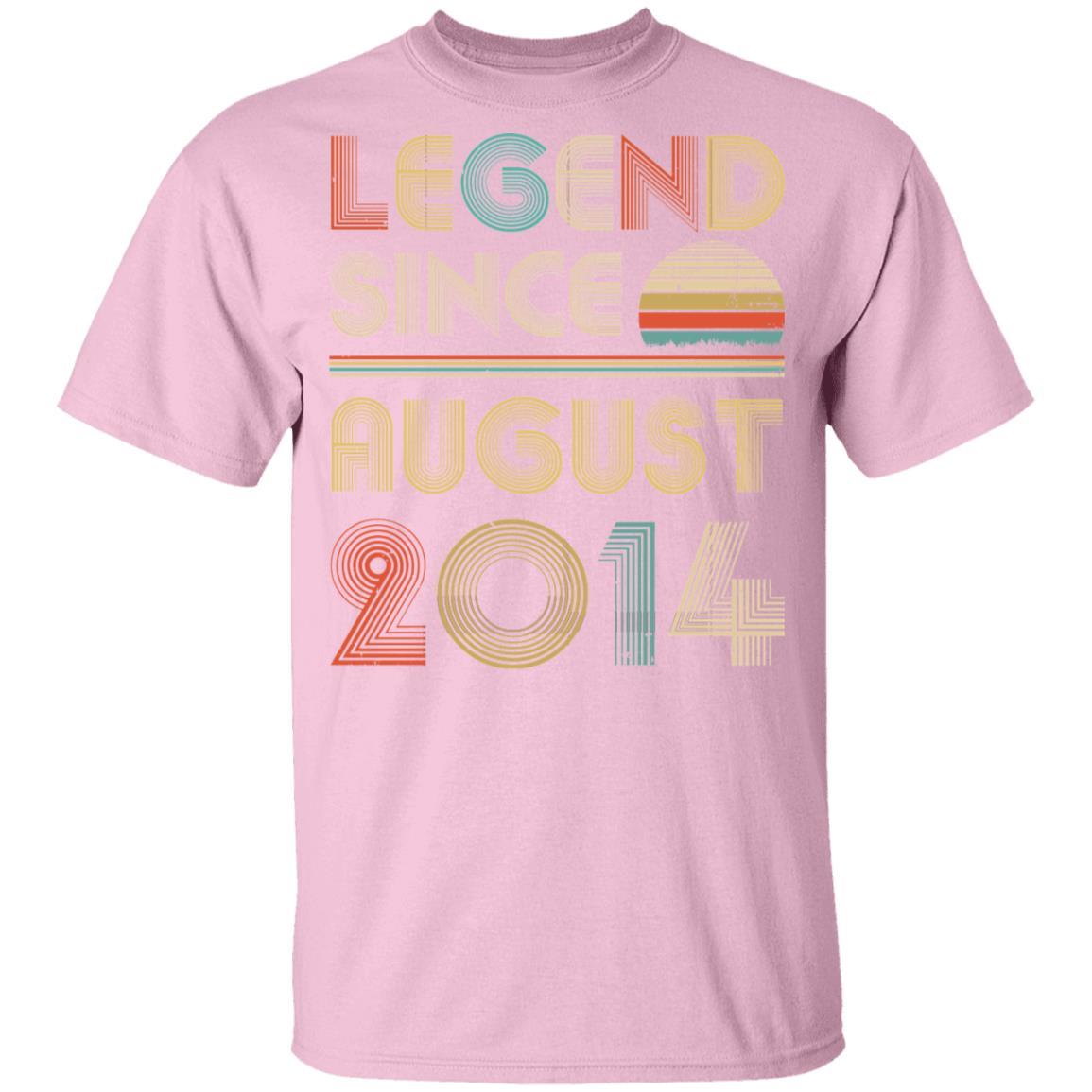 Legend Since August 2014 Vintage 7th Birthday Gifts Youth-Youth Shirt-Youth T-Shirt-Light Pink