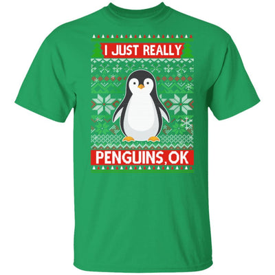 I Just Really Like Penguins Ok Ugly Christmas Sweater-T-Shirt & Sweatshirt-Classic T-Shirt-Irish Green