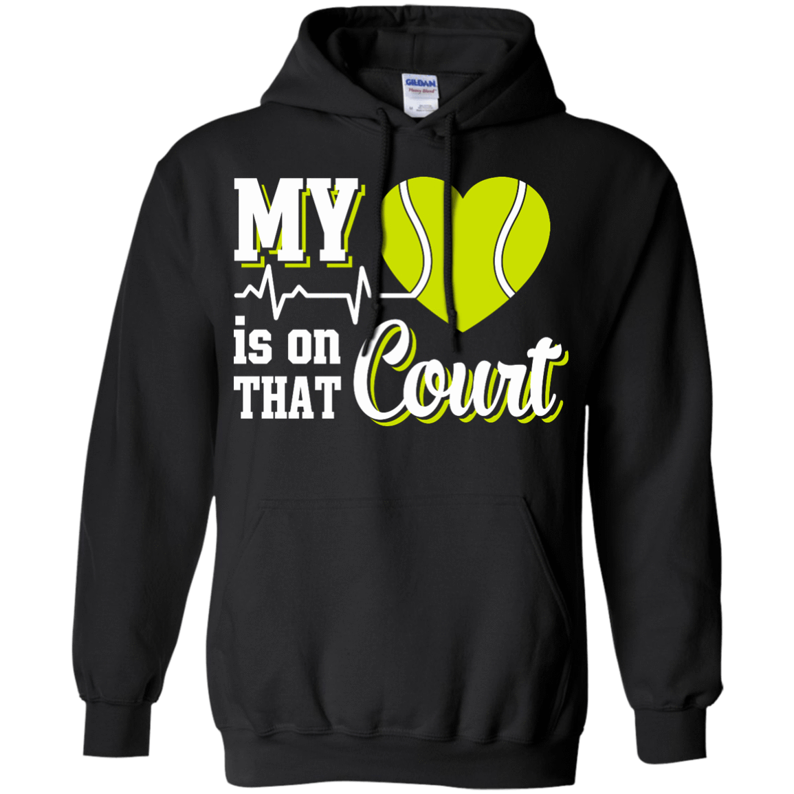 My Heart Is On That Court Tennis T Shirt-T-Shirt & Hoodie-Pullover Hoodie-Black