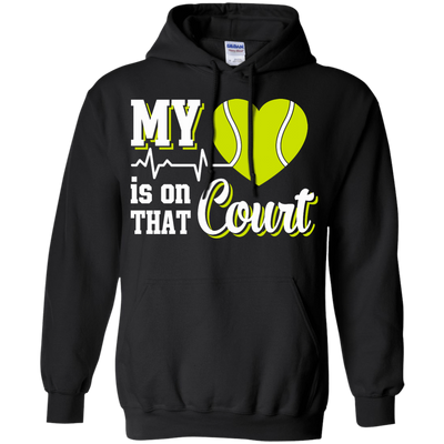 My Heart Is On That Court Tennis T Shirt-T-Shirt & Hoodie-Pullover Hoodie-Black