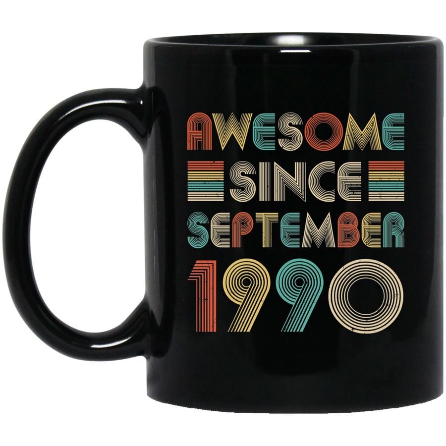 Awesome Since September 1990 Vintage 31th Birthday Gifts Mug-Coffee Mug-BM11OZ 11 oz. Black Mug-Black