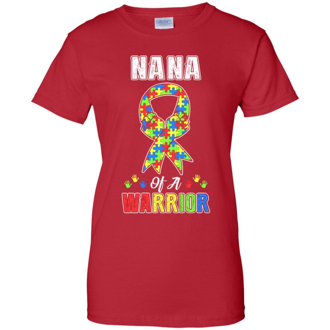 Nana Of A Warrior Support Autism Awareness Gift-T-Shirt & Hoodie-Women's T-Shirt-Red