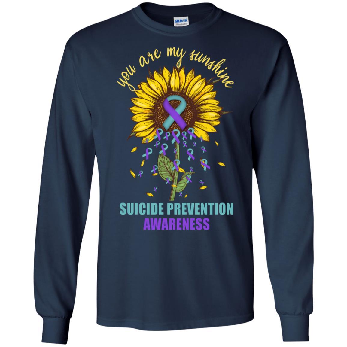 You Are My Sunshine Suicide Prevention Awareness-T-Shirt & Hoodie-Long Sleeve T-Shirt-Navy