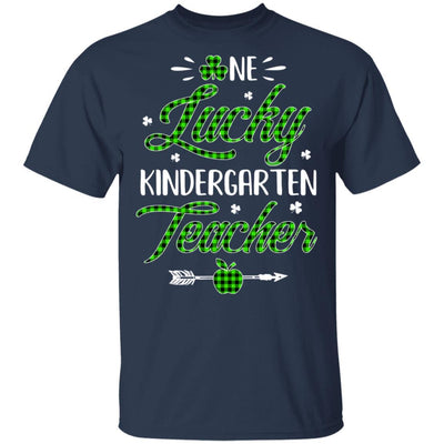 One Lucky Kindergarten Teacher St Patricks Day Irish Gift-T-Shirt & Hoodie-Classic T-Shirt-Navy