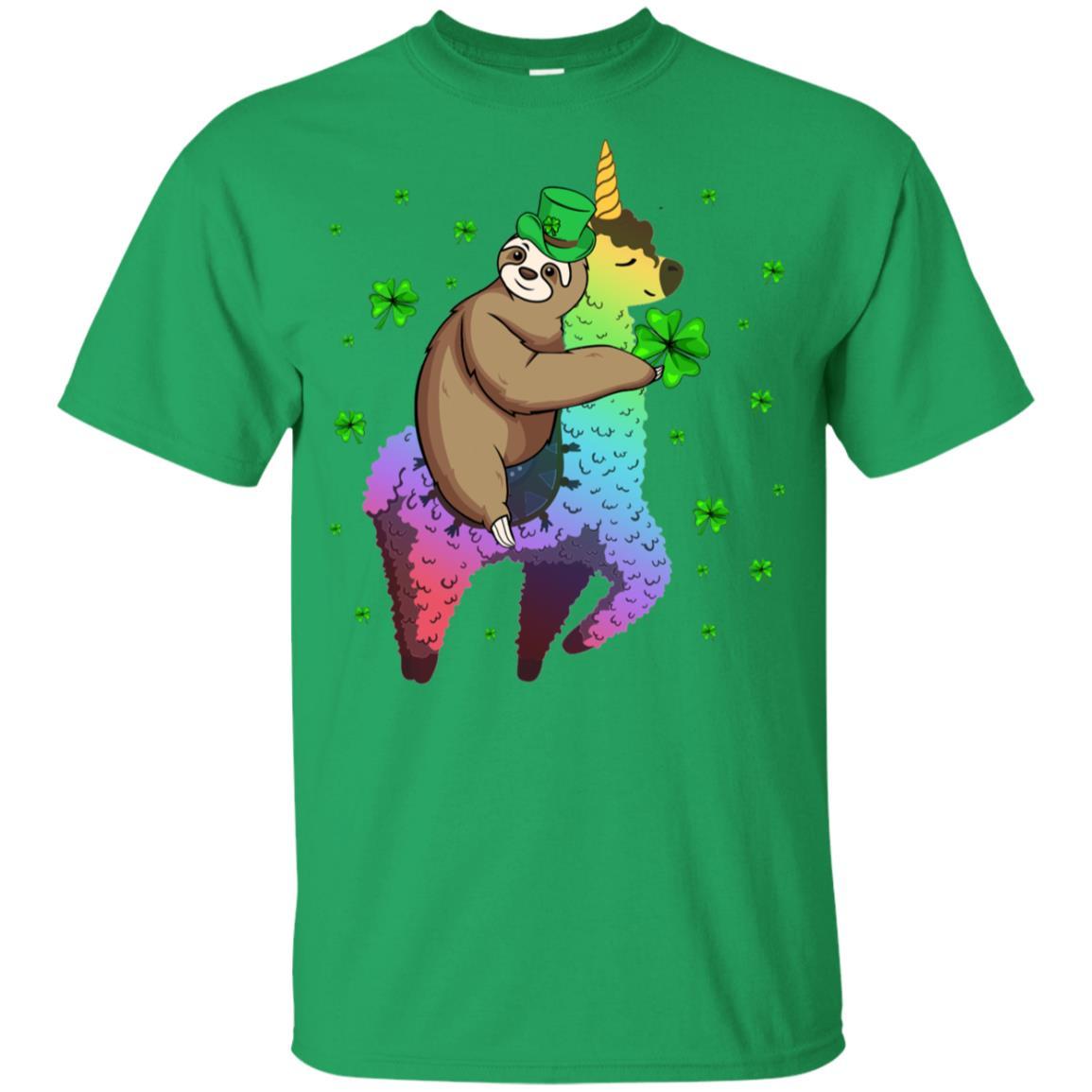 Leprechaun Sloth Riding Llama Unicorn St Patricks Day Youth-Youth Shirt-Youth T-Shirt-Irish Green