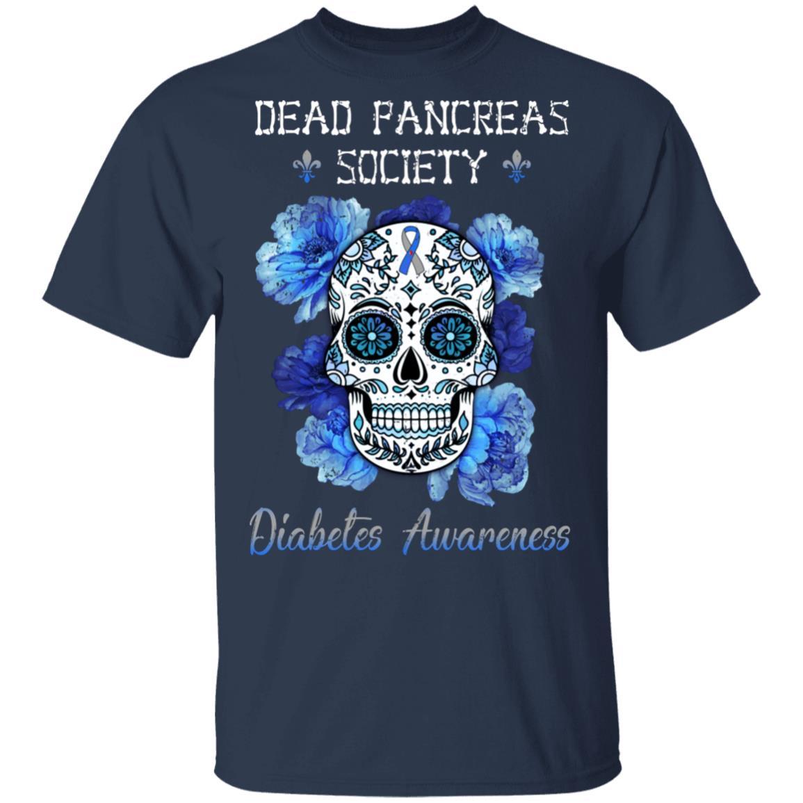 Dead Pancreas Society Sugar Skull Diabetes Awareness-T-Shirt & Hoodie-Classic T-Shirt-Navy