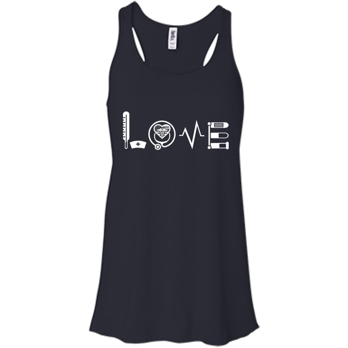 MY LOVE NURSING NURSE-T-Shirt & Hoodie-Women's Flowy Racerback Tank-Midnight