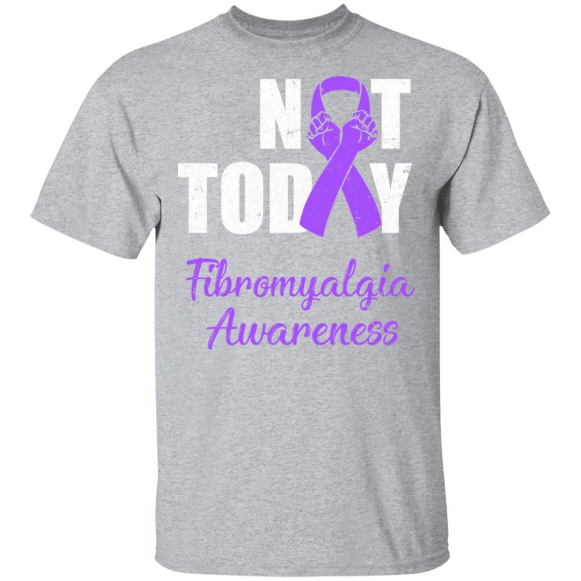 Support Fibromyalgia Awareness Purple Ribbon Not Today-T-Shirt & Hoodie-Classic T-Shirt-Sport Grey