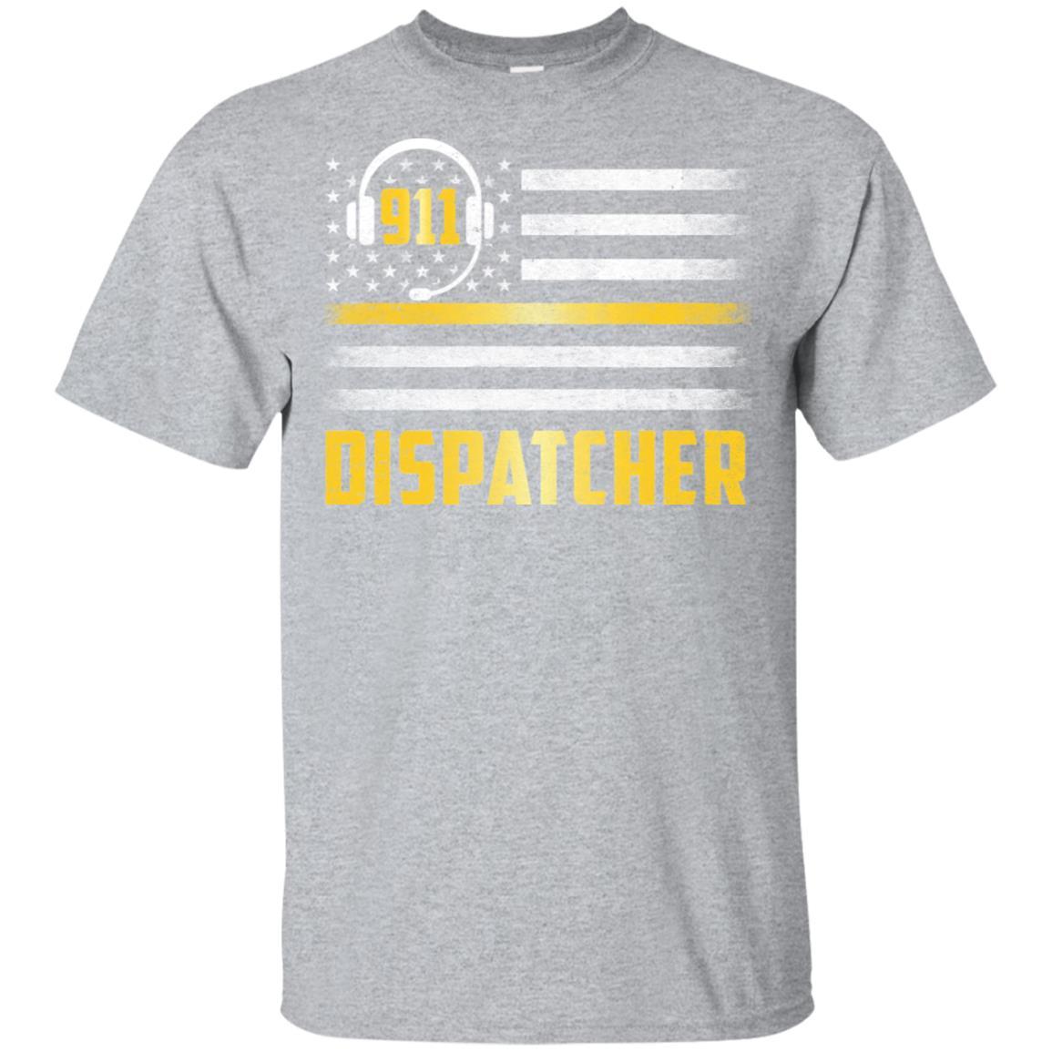 Vintage Thin Gold Line 911 Dispatcher USA Flag-T-Shirt & Hoodie-Classic T-Shirt-Sport Grey