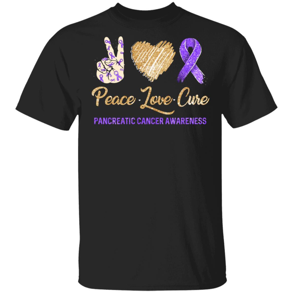 Peace Love Cure Pancreatic Cancer Awareness-T-Shirt & Hoodie-Classic T-Shirt-Black