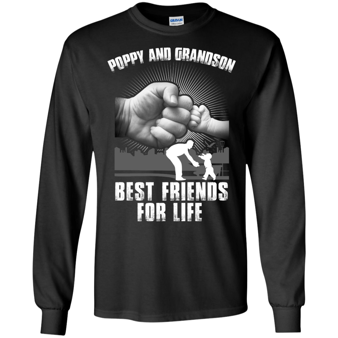 Poppy And Grandson Best Friends For Life-T-Shirt & Hoodie-Long Sleeve T-Shirt-Black