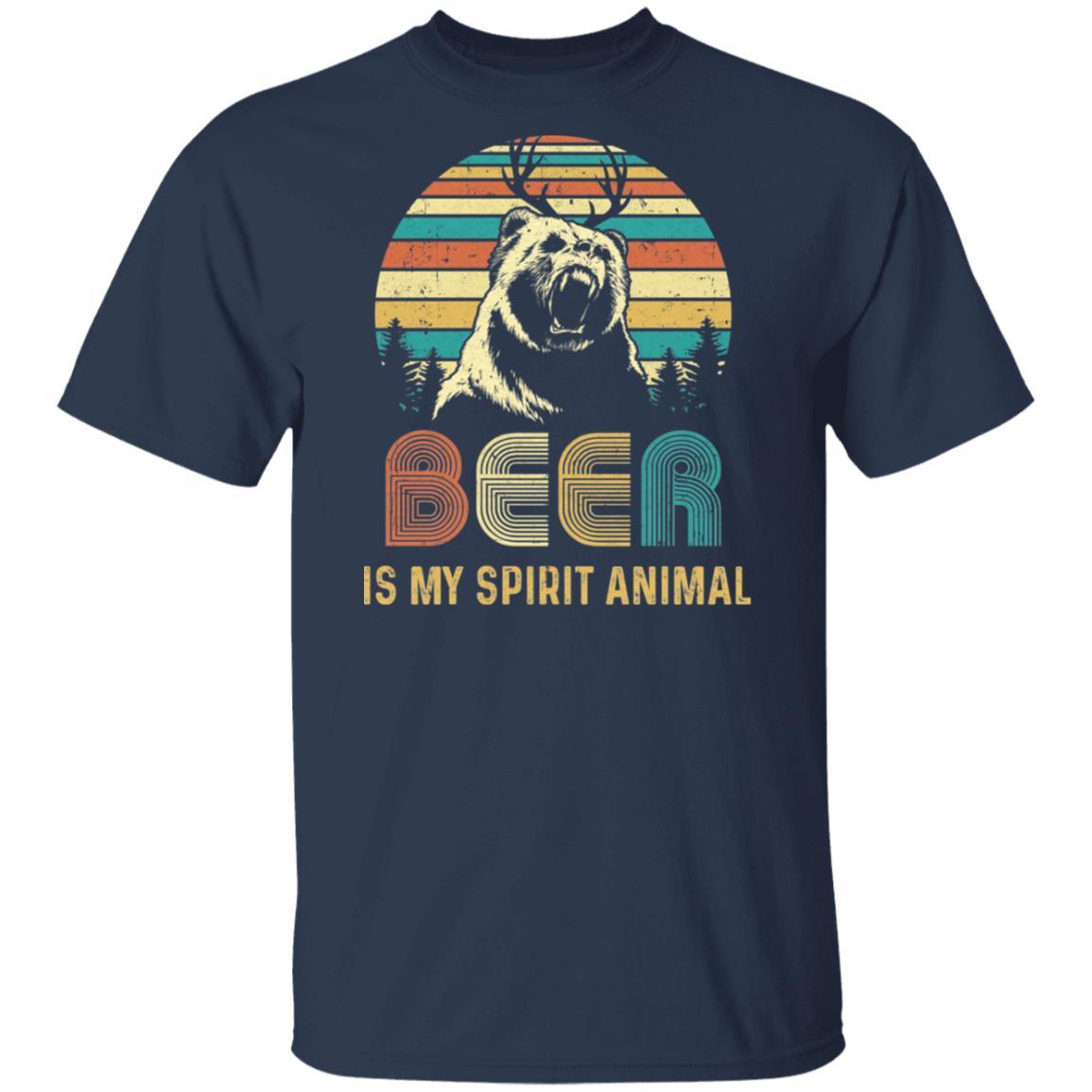 Beer Is My Spirit Animal Vintage Bear Lover Gifts-T-Shirt & Hoodie-Classic T-Shirt-Navy