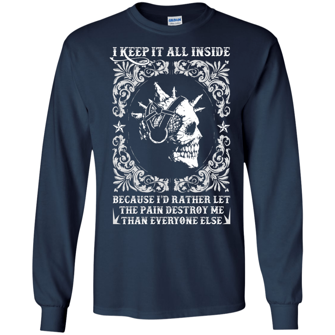 I Keep It All Inside Because I'd Rather Let The Pain Destroy Me-T-Shirt & Hoodie-Long Sleeve T-Shirt-Navy