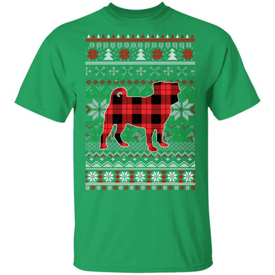 Pug Red Plaid Ugly Christmas Sweater Funny Gifts-T-Shirt & Sweatshirt-Classic T-Shirt-Irish Green