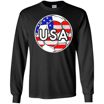 USA Soccer With America Jersey Color National Team-T-Shirt & Hoodie-Long Sleeve T-Shirt-Black