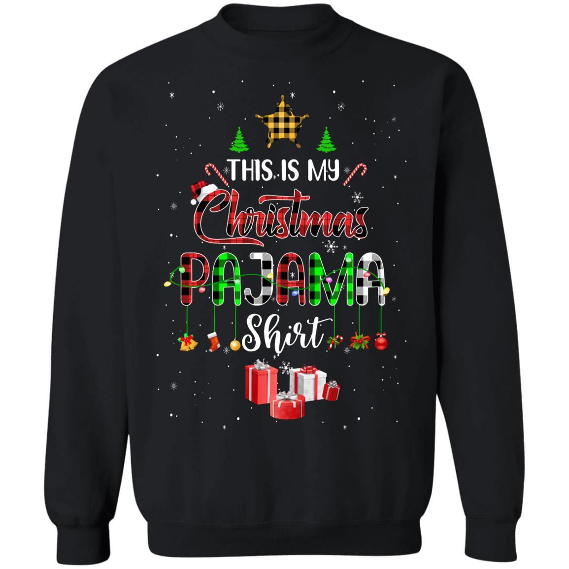 This Is My Christmas Pajama Family Matching Buffalo Plaid-T-Shirt & Sweatshirt-Crewneck Sweatshirt-Black